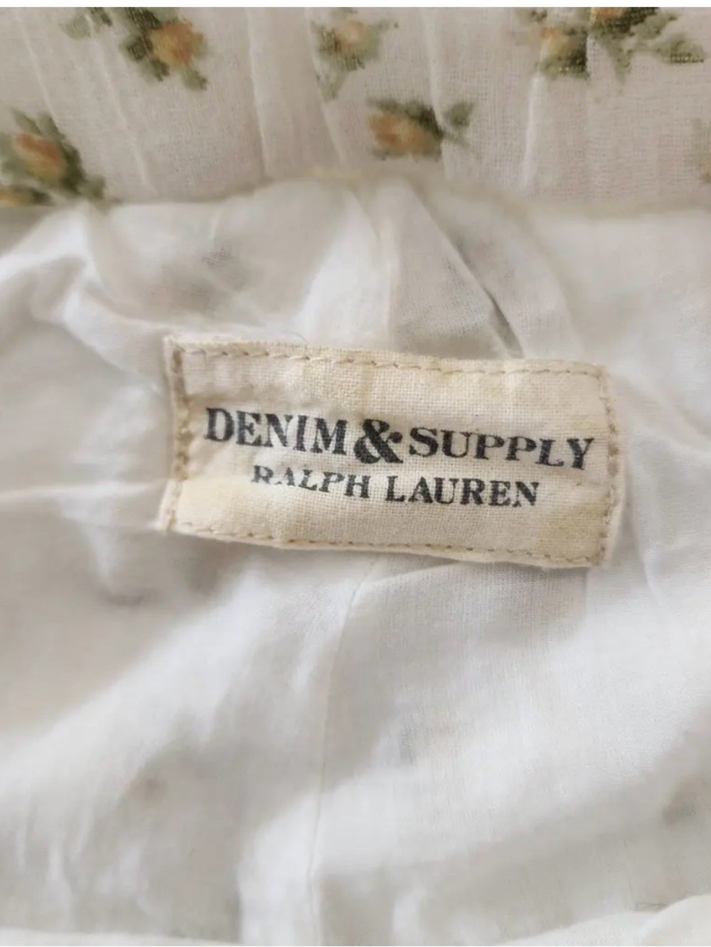 Ralph Lauren Cream Tiered A-Line Skirt with Green Floral Print - Picture 4 of 6